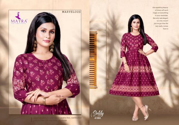 Mayra Goldy 2 Stylist Rayon Gold Print Kurti